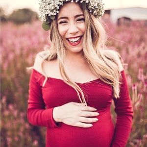 Red maternity gown